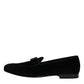 Dolce & Gabbana Black Velvet Loafers Formal Men Dress Shoes