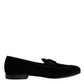 Dolce & Gabbana Black Velvet Loafers Formal Men Dress Shoes