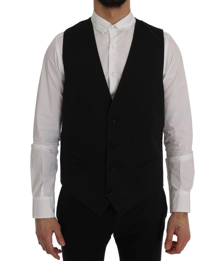 Dolce & Gabbana Sleek Black Single-Breasted Waistcoat