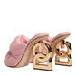 Dolce & Gabbana Pink Quilted DG Heel Slide Sandals Shoes