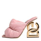 Dolce & Gabbana Pink Quilted DG Heel Slide Sandals Shoes