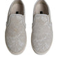 Dolce & Gabbana White Floral Lace Slip On Loafers Shoes