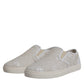 Dolce & Gabbana White Floral Lace Slip On Loafers Shoes