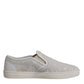 Dolce & Gabbana White Floral Lace Slip On Loafers Shoes