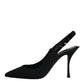 Dolce & Gabbana Black Embellished Charmeuse Slingback Shoes