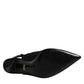 Dolce & Gabbana Black Embellished Charmeuse Slingback Shoes