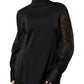 Brunello Cucinelli Black Silk Blend Long Sleeves Blouse Top