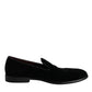 Dolce & Gabbana Black Velvet Loafers Formal Men Dress Shoes