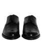 Dolce & Gabbana Black Leather Derby Wingtip Formal Shoes