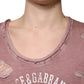 Dolce & Gabbana Brown Cotton Round Neck Sleeveless T-shirt
