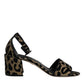 Dolce & Gabbana Gold Leopard Lurex Ankle Strap Heels Sandals Shoes