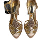 Dolce & Gabbana Beige Crystal Embellished Satin Leather Pumps Shoes