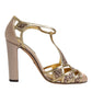 Dolce & Gabbana Beige Crystal Embellished Satin Leather Pumps Shoes