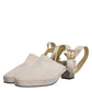 Dolce & Gabbana Off White Block Heels Slingback Sandals Shoes