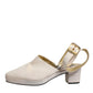 Dolce & Gabbana Off White Block Heels Slingback Sandals Shoes