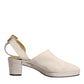 Dolce & Gabbana Off White Block Heels Slingback Sandals Shoes