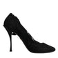 Dolce & Gabbana Black Lace Stretch Heels Mid Calf Boots Shoes