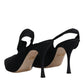 Dolce & Gabbana Black Jersey Stretch Heels Slingback Shoes