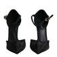Dolce & Gabbana Black Mesh T-strap Stiletto High Heels Shoes