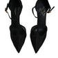 Dolce & Gabbana Black Mesh T-strap Stiletto High Heels Shoes