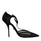 Dolce & Gabbana Black Mesh T-strap Stiletto High Heels Shoes