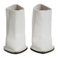 Dolce & Gabbana White Faux Pearl Leather Pointed Toe Ankle Boot Shoes