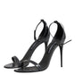 Dolce & Gabbana Grey Leather Ankle Strap Heel Sandals Shoes