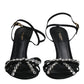 Dolce & Gabbana Black Leather Crystal Bow KEIRA Sandals Shoes