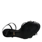 Dolce & Gabbana Black Leather Crystal Bow KEIRA Sandals Shoes