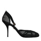 Dolce & Gabbana Black Mesh Ankle Strap Heels Pumps Shoes