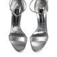 Dolce & Gabbana Silver Leather Platform Keira Sandals Shoes