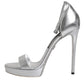 Dolce & Gabbana Silver Leather Platform Keira Sandals Shoes