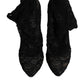 Dolce & Gabbana Black Lace Stretch Heels Mid Calf Boots Shoes