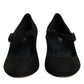 Dolce & Gabbana Black Suede Leather Block Heels Pumps Shoes