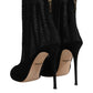 Dolce & Gabbana Black Mesh Stiletto Heels Ankle Boots Shoes