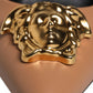 Versace Brown Leather Logo Plaque High Heels Pumps Shoes