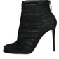 Dolce & Gabbana Black Mesh Stiletto Heels Ankle Boots Shoes