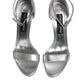 Dolce & Gabbana Silver Leather Platform Keira Sandals Shoes
