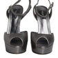 Dolce & Gabbana Silver Leather Platform Heels Sandals Shoes