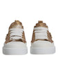 Dolce & Gabbana Gold White Logo Low Top Sneakers Shoes