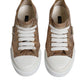 Dolce & Gabbana Gold White Logo Low Top Sneakers Shoes