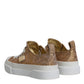 Dolce & Gabbana Gold White Logo Low Top Sneakers Shoes