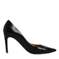 Dolce & Gabbana Black Calf Leather Stiletto Heels Pumps Shoes
