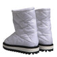 Dolce & Gabbana White Viscose Padded Mid Calf Boots Shoes