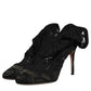 Dolce & Gabbana Black Lace Stretch Heels Mid Calf Boots Shoes