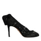 Dolce & Gabbana Black Lace Stretch Heels Mid Calf Boots Shoes