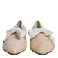 Dolce & Gabbana Beige Ribbon Fabric Ballerina Flats Shoes