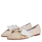 Dolce & Gabbana Beige Ribbon Fabric Ballerina Flats Shoes