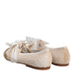 Dolce & Gabbana Beige Ribbon Fabric Ballerina Flats Shoes