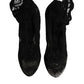 Dolce & Gabbana Black Lace Stretch Heels Mid Calf Boots Shoes